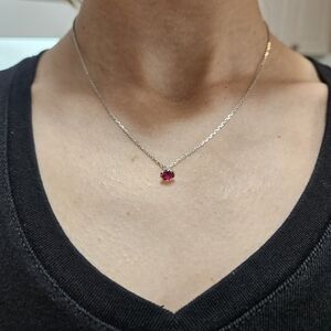 Swarovski Solitaire Red Crystal Necklace – Silver Tone